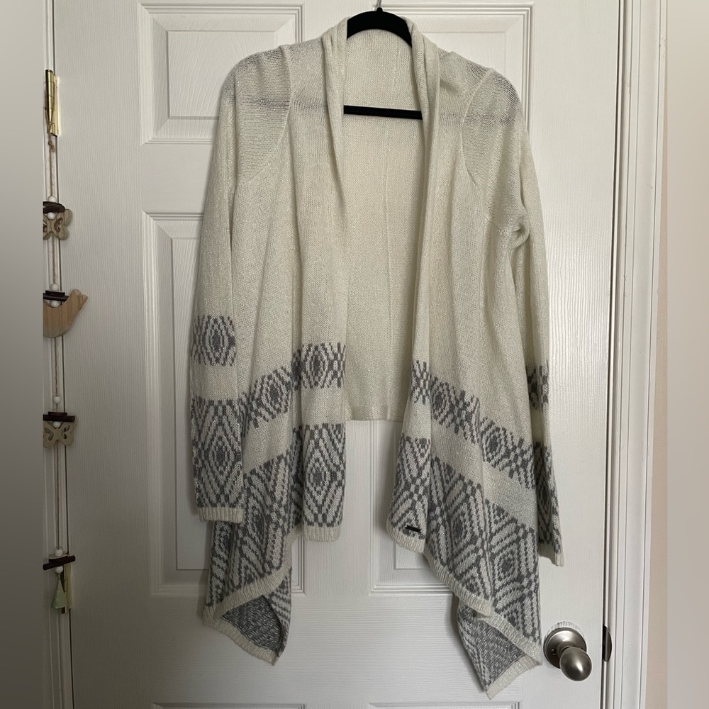 Hollister XS/S Sparkle Cozy Cream and Gray Women's Sweater Cardigan